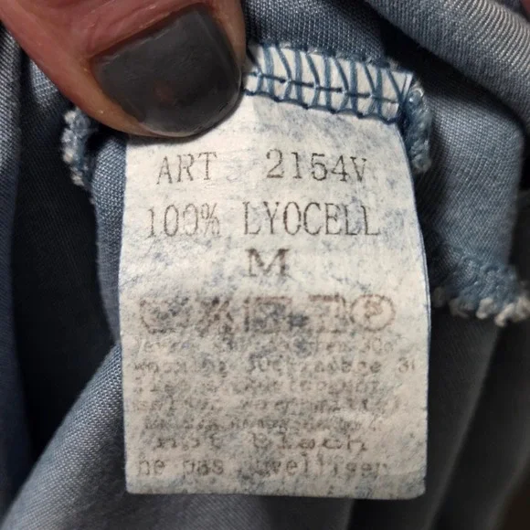 Tempo Paris Oversized Maxi Dress Blue Chambray Women M Lagenlook Coastal Cowgirl - Picture 4 of 10